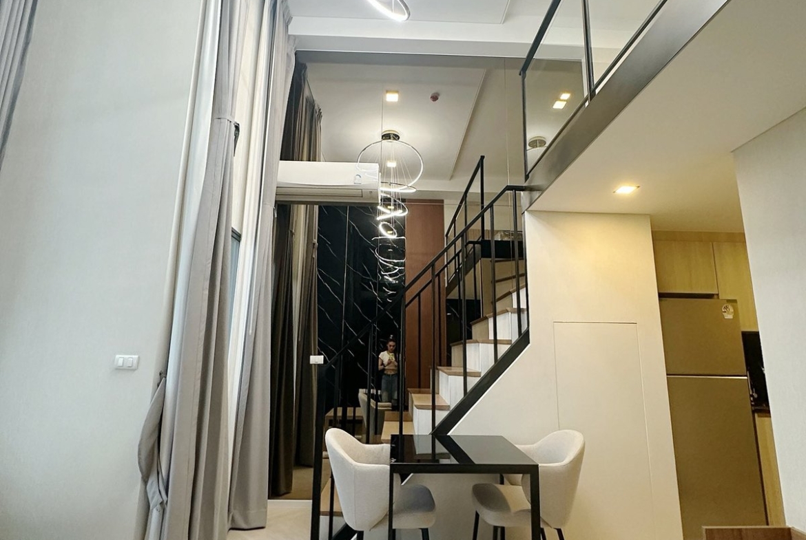Hallway and dining — Duplex 1-bedroom condo at Siamese Sukhumvit 48, On Nut, Bangkok