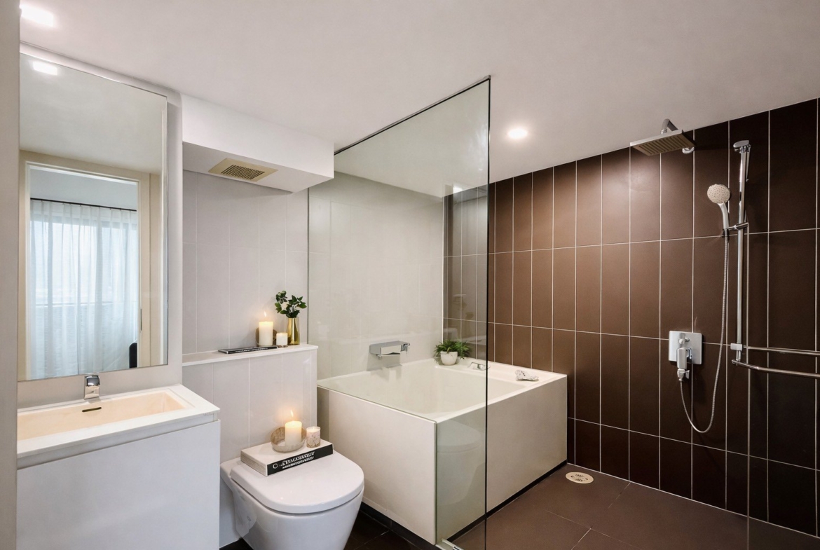 Bathroom — Duplex 2-bedroom condo at Siamese Sukhumvit 48, On Nut, Bangkok