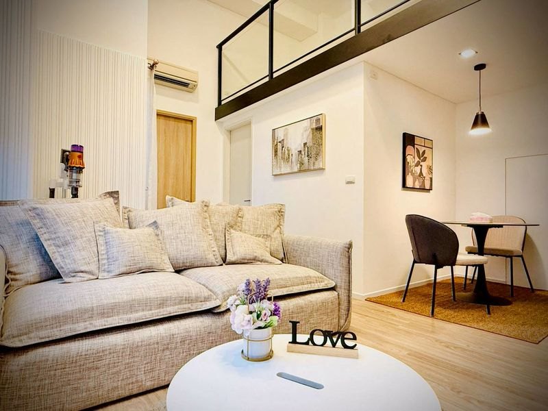 Living and dining — Duplex 2-bedroom condo at Siamese Sukhumvit 48, On Nut, Bangkok