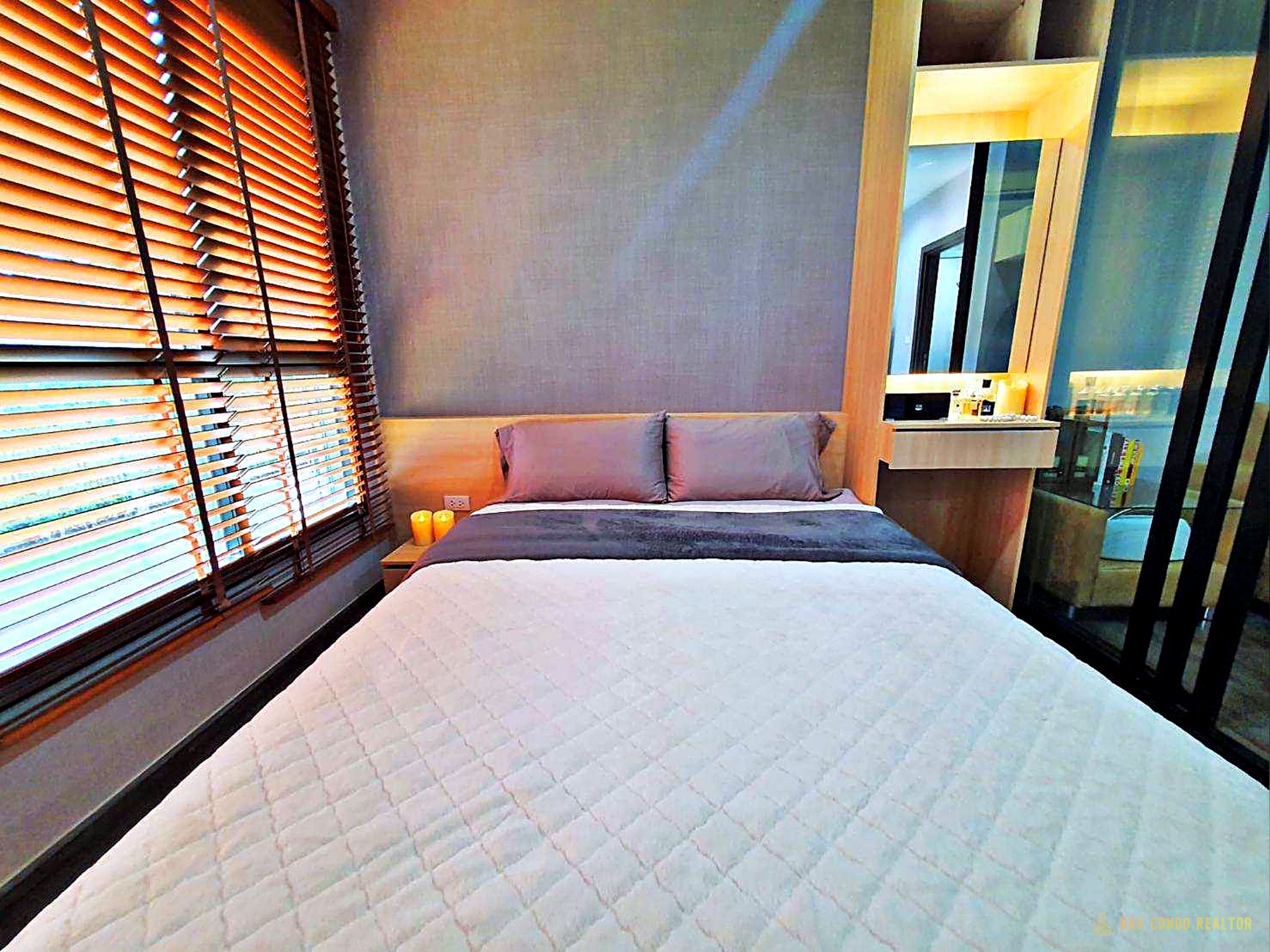 02-bedroom-69 Studio Condo for Rent at The Base Park West (26 sqm) — On Nut BTS