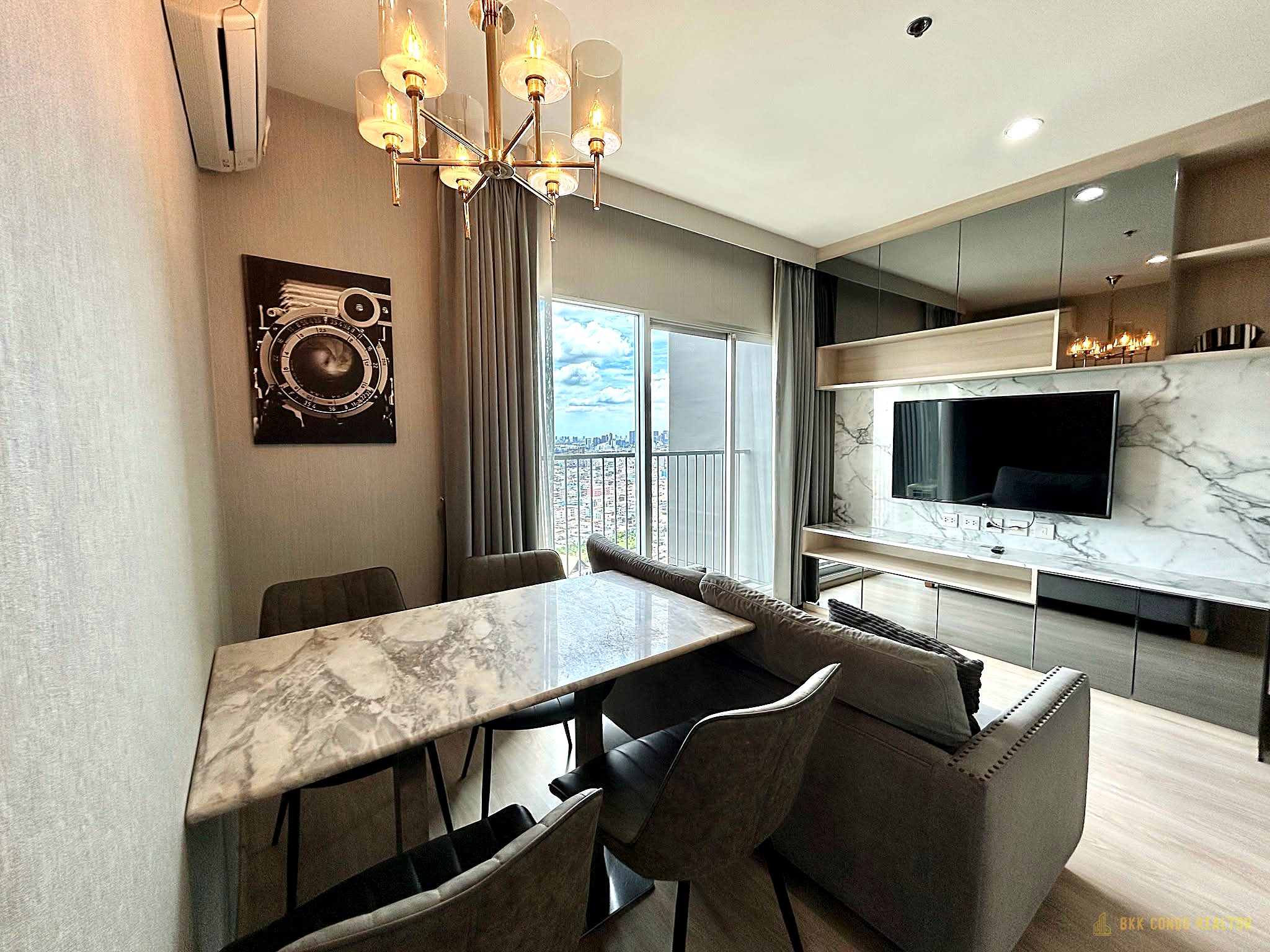 02-living_room-221 2-Bedroom Condo for Rent at Noble Revolve Ratchada 1 (54 sqm) — Huai Khwang MRT