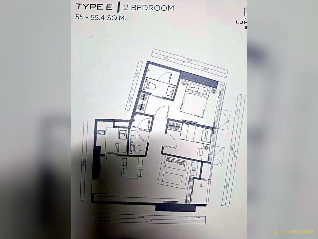 2-Bedroom Condo for Rent at Lumpini 24 (55 sqm) — Phrom Phong BTS