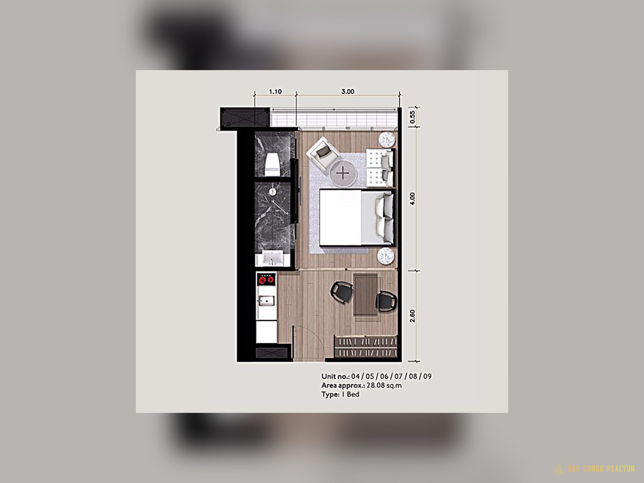 Studio Condo for Rent at Park Origin Phrompong (30 sqm) — Phrom Phong BTS