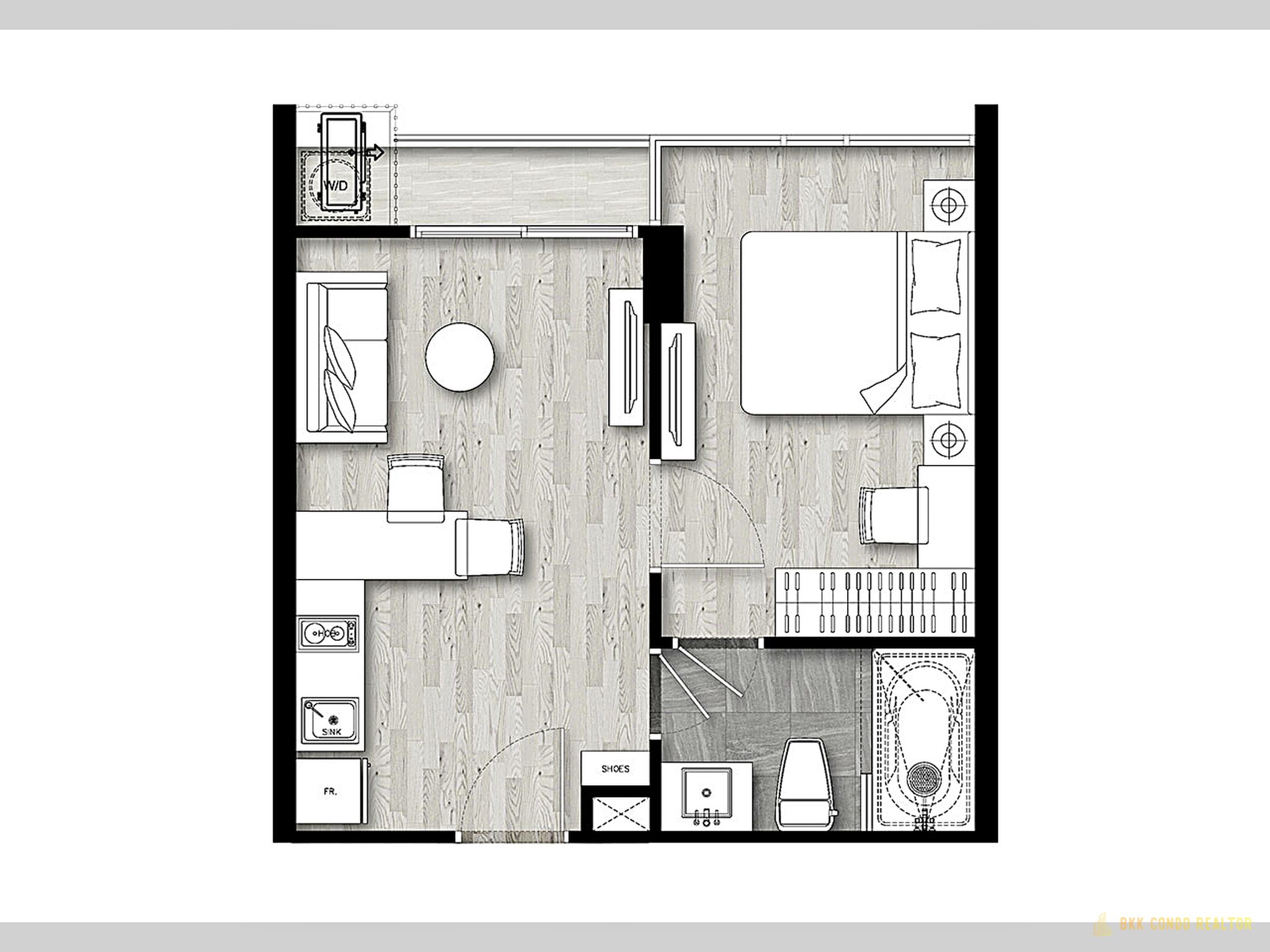 1-Bedroom Condo for Rent at The Teak Sukhumvit 39 (36 sqm) — Phrom Phong BTS