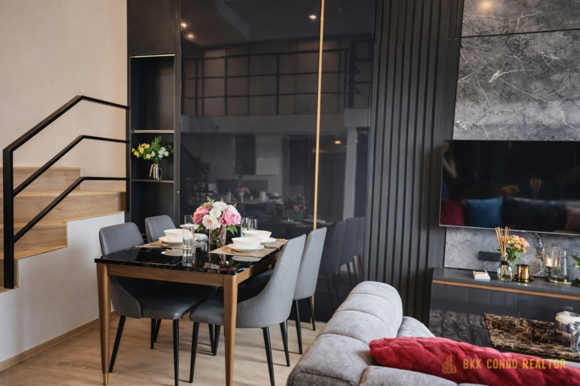 Duplex 2-Bedroom Condo for Rent at IDEO Rama 9 – Asoke (52 sqm) — Rama 9 MRT