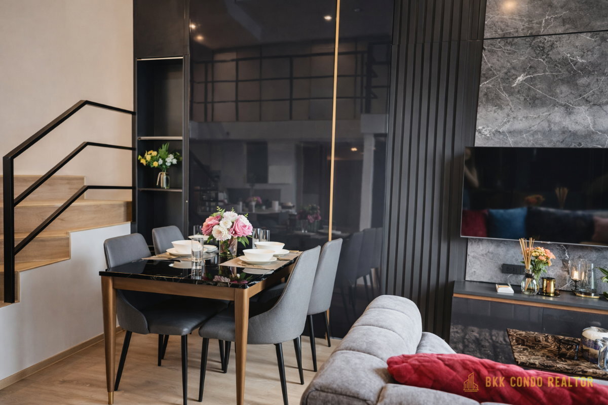 Duplex 2-Bedroom Condo for Rent at IDEO Rama 9 – Asoke (52 sqm) — Rama 9 MRT