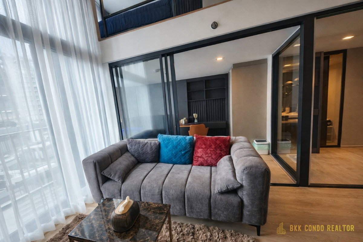 Duplex 2-Bedroom Condo for Rent at IDEO Rama 9 – Asoke (52 sqm) — Rama 9 MRT