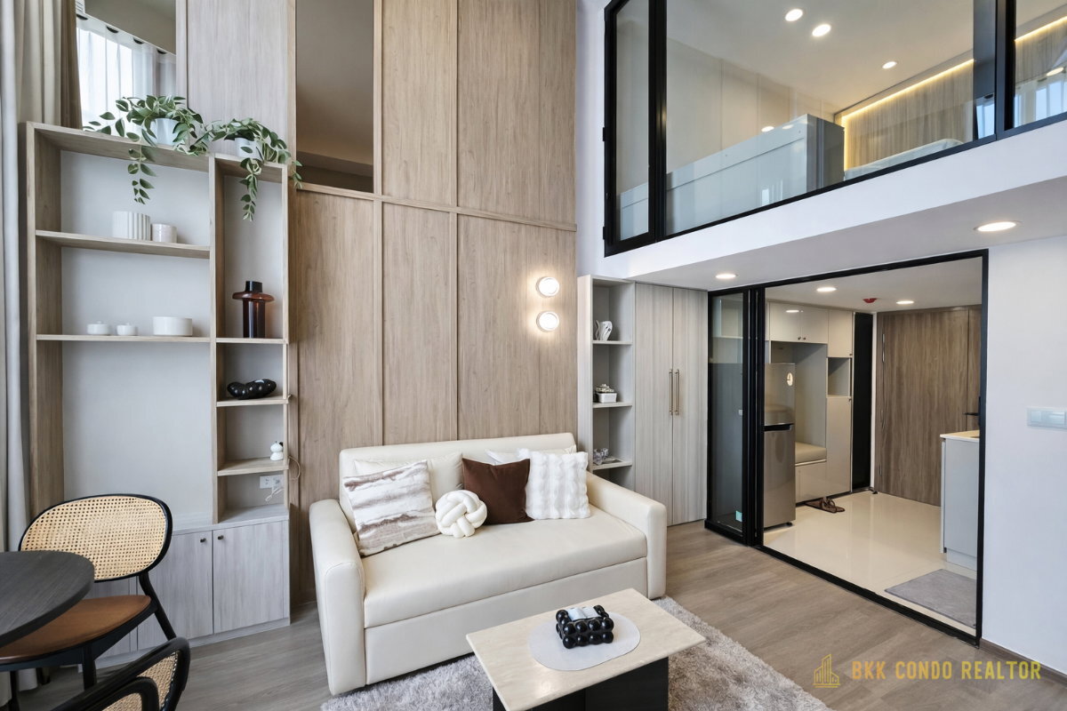 Duplex 1-Bedroom Condo for Rent at Knights Bridge Space Sukhumvit – Rama 4 (35 sqm) — Phra Khanong BTS