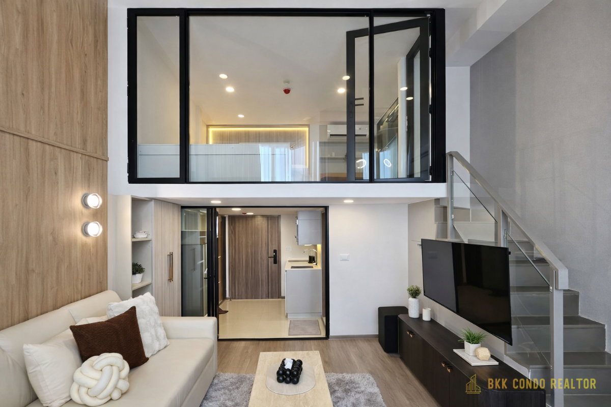Duplex 1-Bedroom Condo for Rent at Knights Bridge Space Sukhumvit – Rama 4 (35 sqm) — Phra Khanong BTS