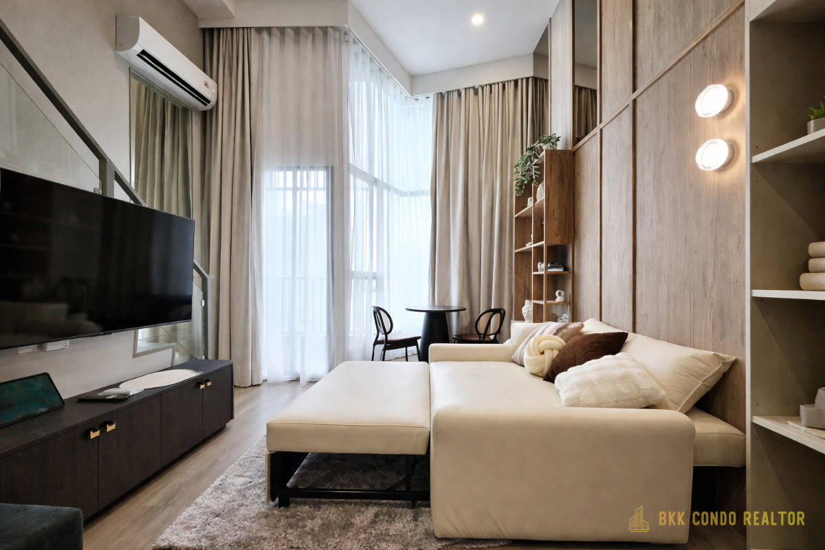 Duplex 1-Bedroom Condo for Rent at Knights Bridge Space Sukhumvit – Rama 4 (35 sqm) — Phra Khanong BTS