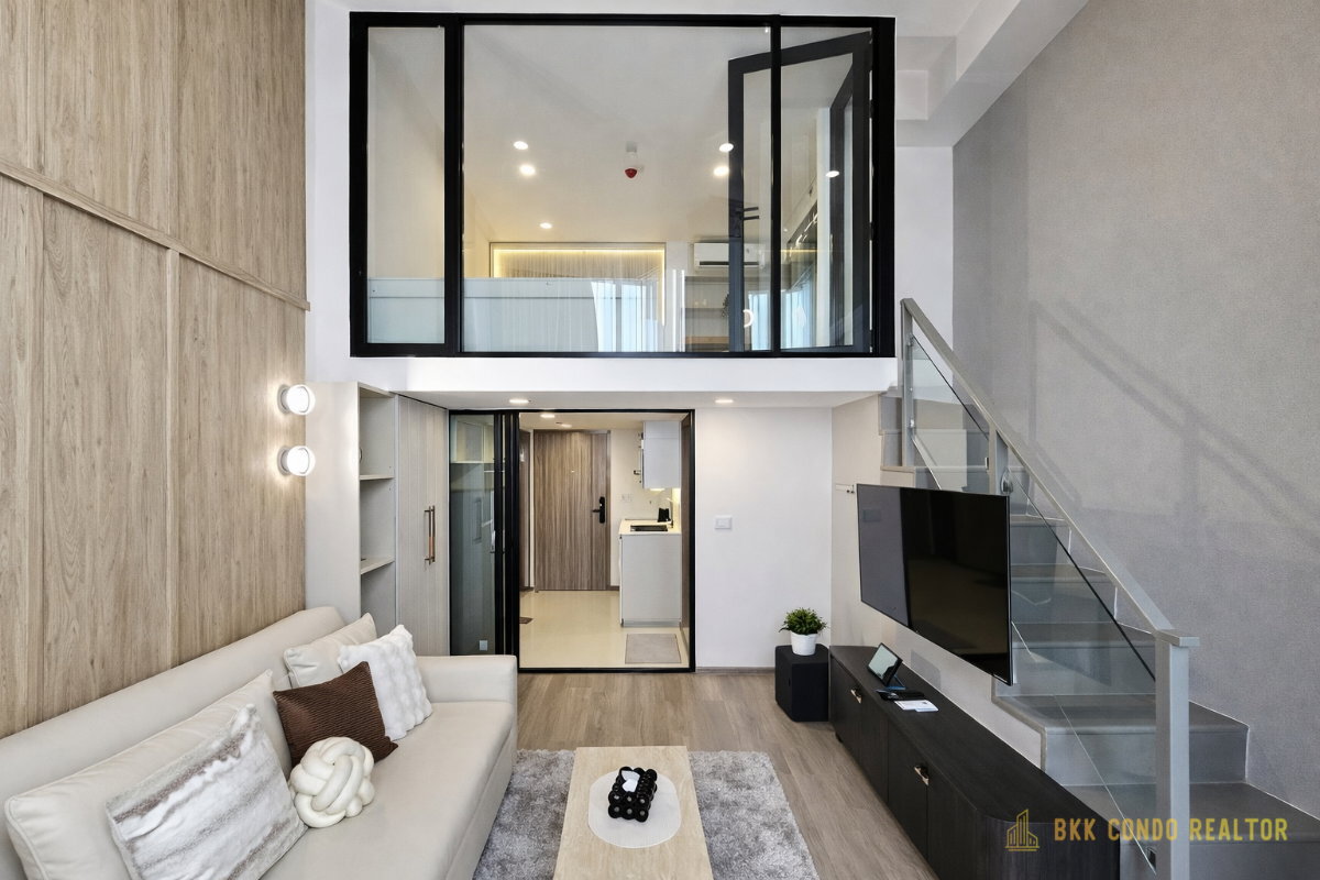 Duplex 1-Bedroom Condo for Rent at Knights Bridge Space Sukhumvit – Rama 4 (35 sqm) — Phra Khanong BTS