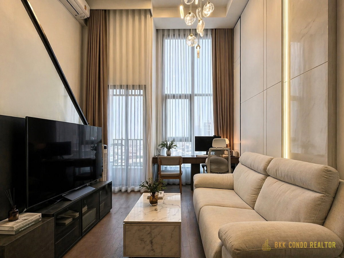 a10967-01 Duplex 1-Bedroom Condo for Rent at Park Origin Chula-Samyan (34 sqm) — Sam Yan MRT